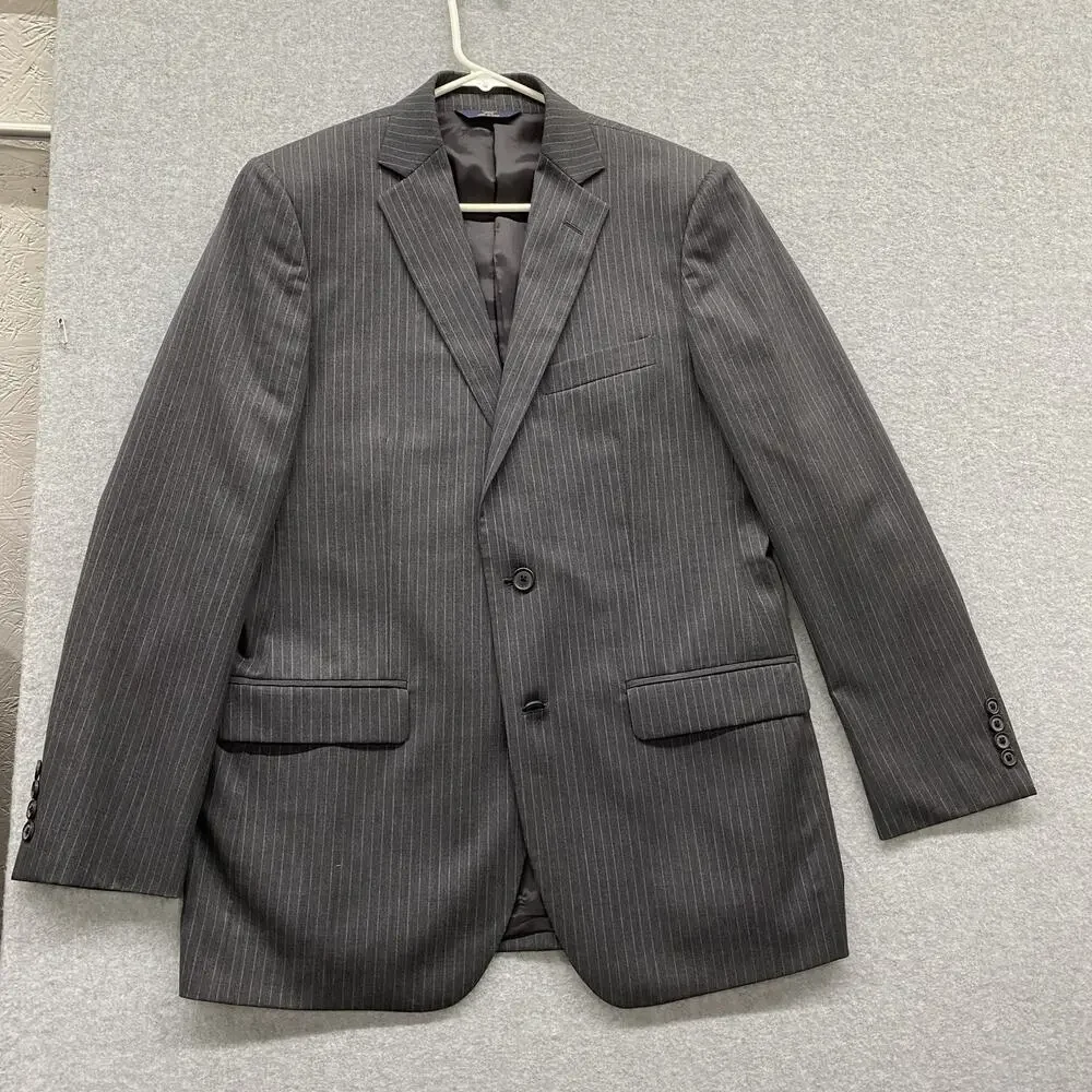 Brooks Brothers 346 Fitzgerald Fit Charcoal Gray Pinstripe Wool Suit 39R 34x30